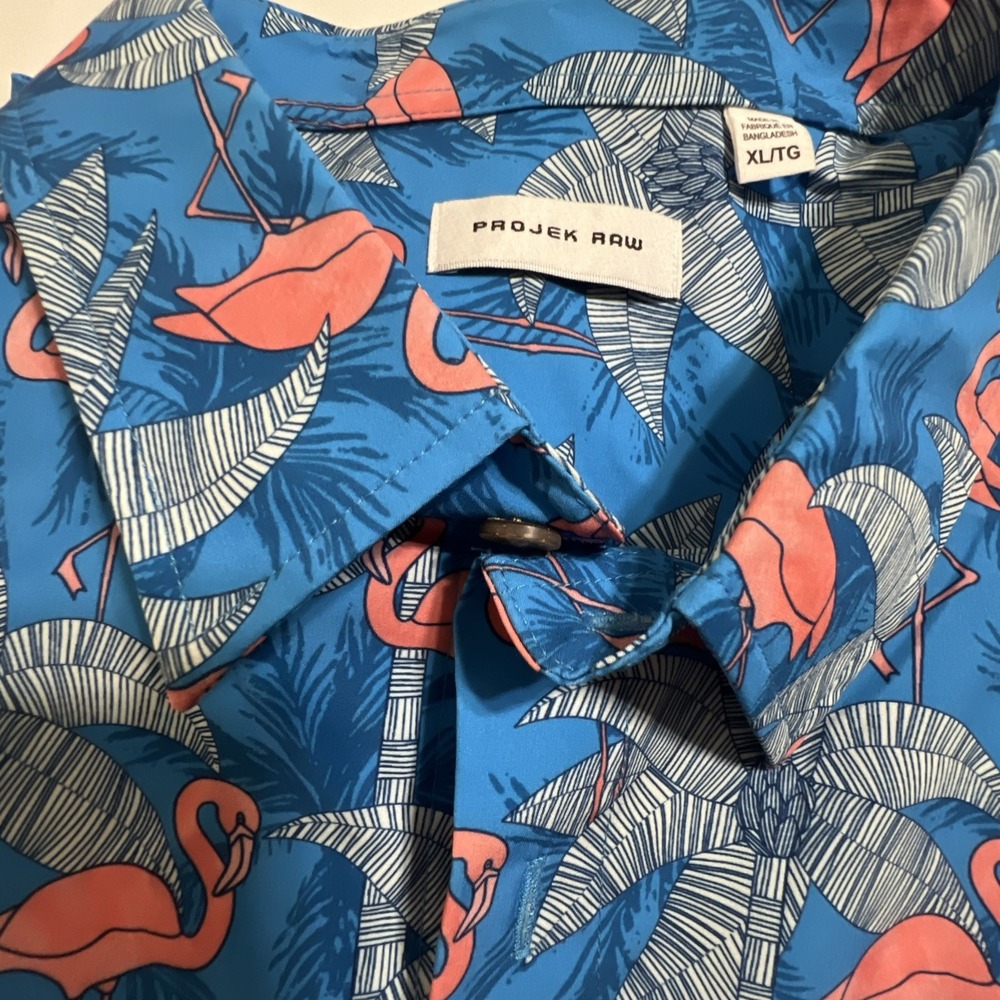PROJEK RAW MENS SHIRT‎ Xl Blue W/Pink Flamingos